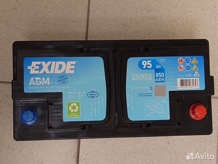 Аккумулятор exide 95 agm ek950