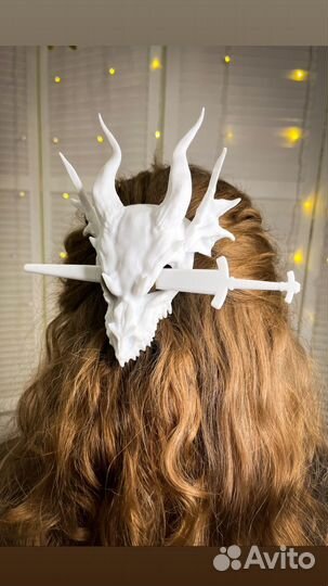 Заколка для волос дракон, заколка с черепом