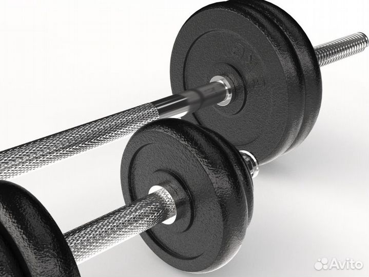 Набор гантелей и штанга unixfit в кейсе 50kg