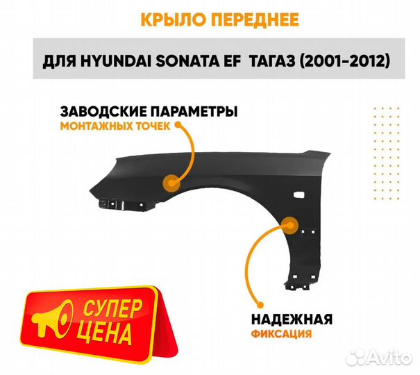 Крыло переднее левое для Хендай Соната еф