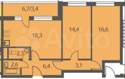2-к. квартира, 67,1 м², 15/25 эт.