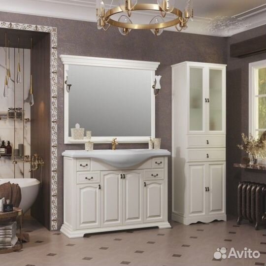 Зеркало Опадирис Риспекто 120 со светильниками слоновая кость