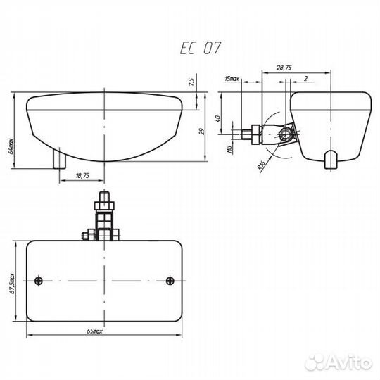 Фонарь заднего хода на прицеп ес07.12, с лампой