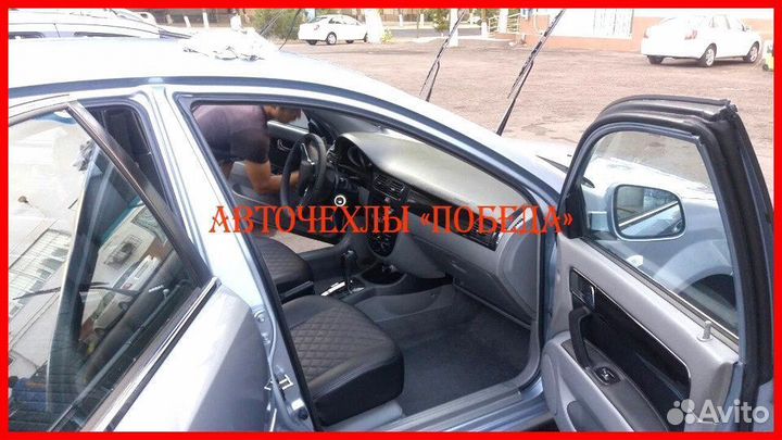 Чехлы Chevrolet Lacetti из экокожи чёрные Ромб