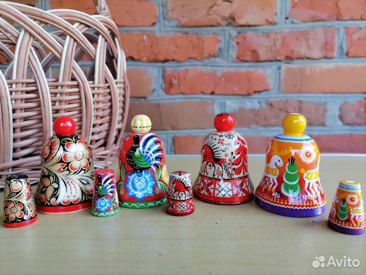 Комплект колокольчик и наперсток с росписью