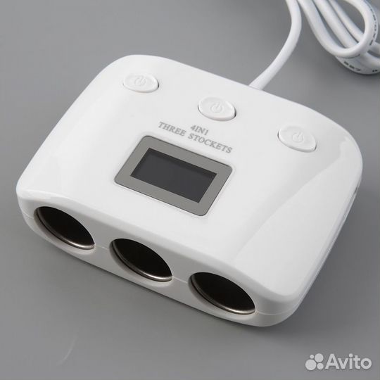 Автомобильный прикуриватель на 3 выхода + 2 USB