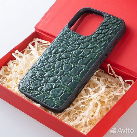 Чехол iPhone 13 / 14 Pro Max крокодил зелёный
