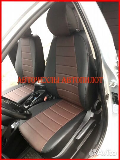 Чехлы Автопилот Kia Ceed 2 из экокожи чёрно-шокола