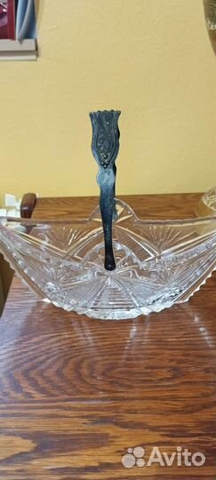 Хрустальная конфетница, лодочка