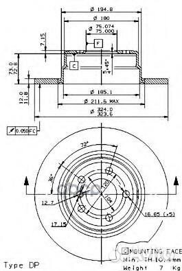 Диск тормозной BMW X5 E53 3.0-4.4 00- задний 08