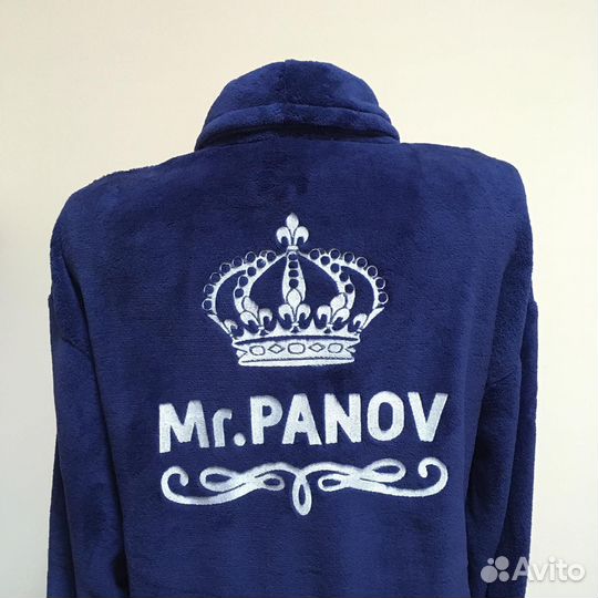 Плюшевый халат с именной вышивкой на заказ