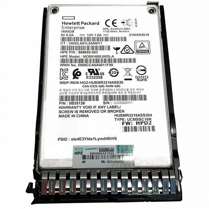[MO001600JWDLA] Жесткий Диск Hp 1.6tb Sas 2,5" Ssd Mo001600jwdla