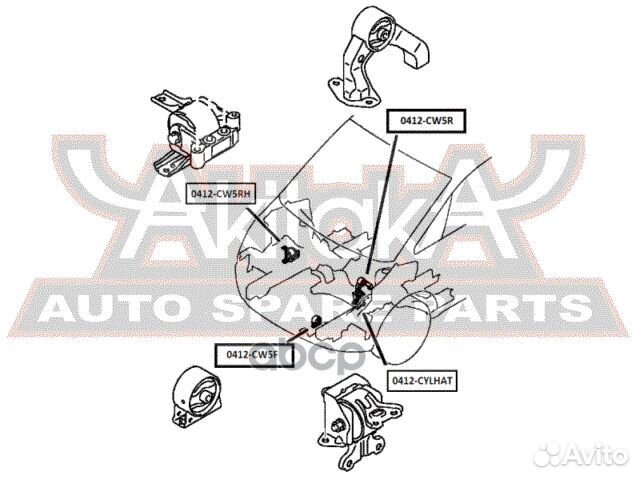 Подушка двигателя левая CVT/MT 0412cylhat asva