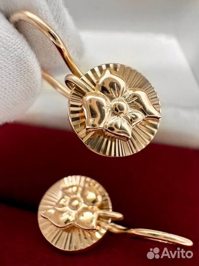 Золотые серьги СССР 583 проба 4.64 гр / бк