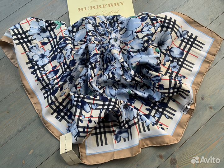 Платок Burberry 90x90см шелк ручн обр края