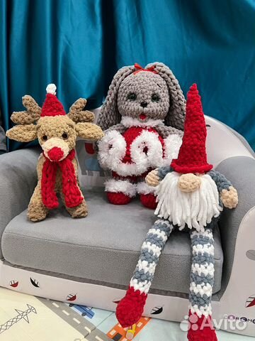 Мягкая вязаная игрушка зайка/кролик/олень/гном