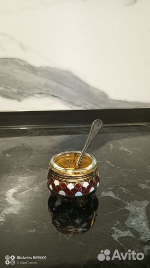 Солонка мельхиор с ложкой СССР