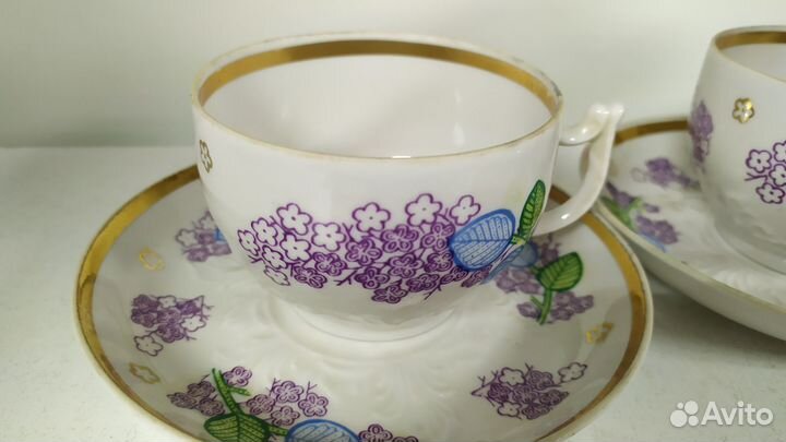 5 чайных пар и блюдце, Вербилки, 1 сорт