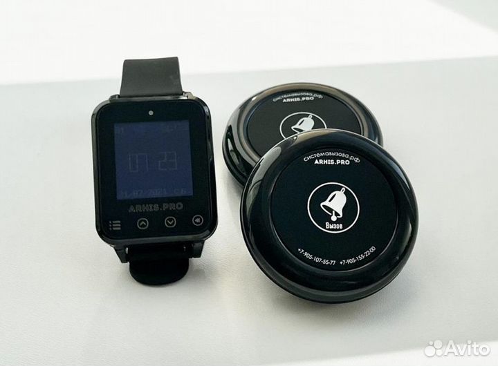 Кнопка вызова персонала влагозащищенная и часы