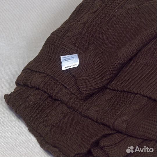 Плед вязаный 130*180, коричневый