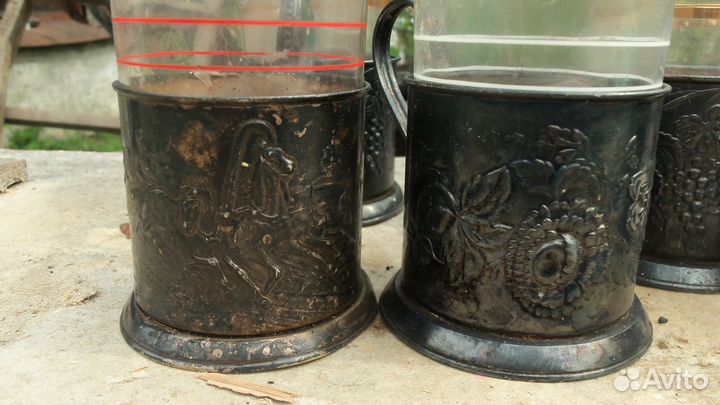 Пять подстаканников мельхиор