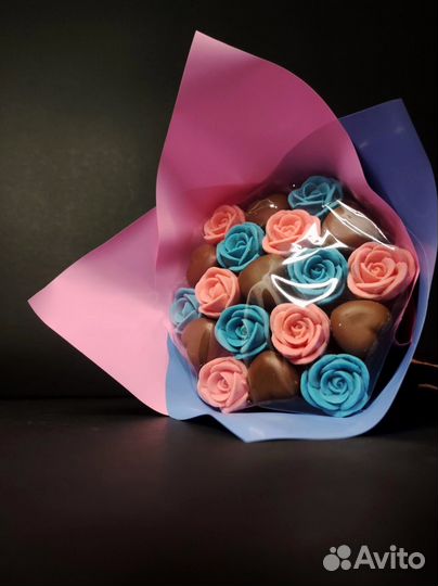 Букет Шоколадный Микс из Роз и Сердец