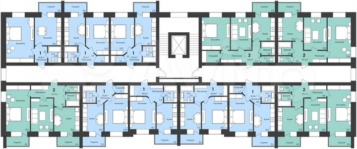 2-к. квартира, 57,1 м², 5/6 эт.