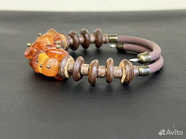 Браслет янтарь кокосовые чипсы