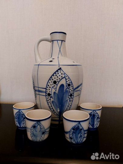 Набор графин и стопки Гжель СССР