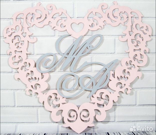 Монограмма на свадьбу из акрила, дерева