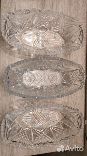 Салатник Салатница Ладья Турка хрустальная 3шт