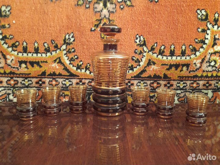 СССР Графин с рюмками (богемское стекло (bohemia)