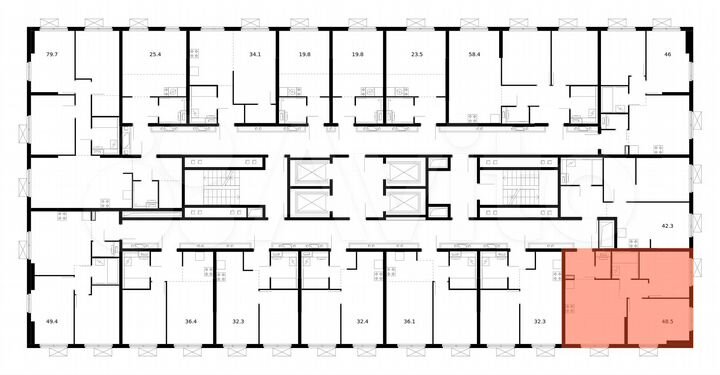 2-к. квартира, 48,5 м², 7/25 эт.