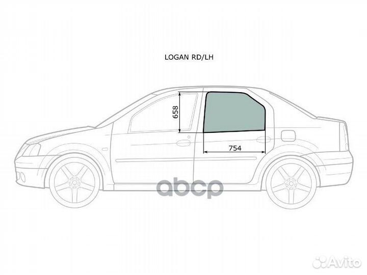 Стекло боковое опускное (Сзади/ Слева/ Цвет зел