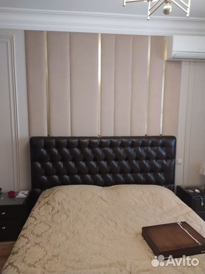 Каретная стяжка кровать и мягкие стеновые панели