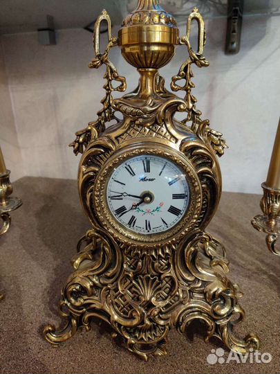 Часы каминные Mozer с подсвечниками