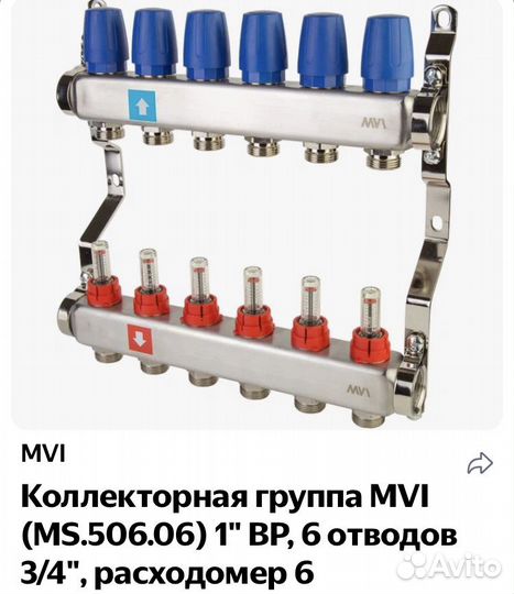 Коллектор для теплого пола на 6 контуров