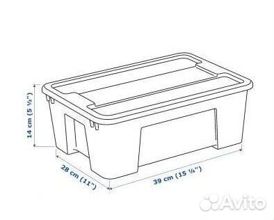 Контейнер с крышкой Самла на 11л. IKEA 39х28х14