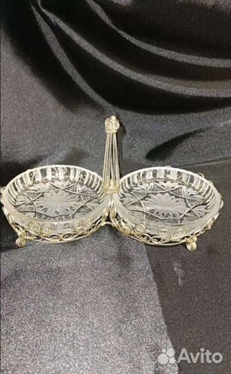 Менажница с мельхиоровой подставкой СССР 1970г
