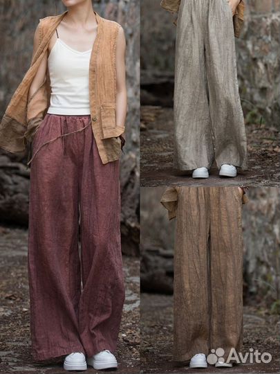 Штаны шаровары бохо лён новые