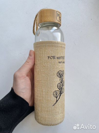 Бутылка для воды kasfol, стекло, бамбук, 500 мл