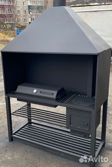 Мангал с печью и вытяжкой