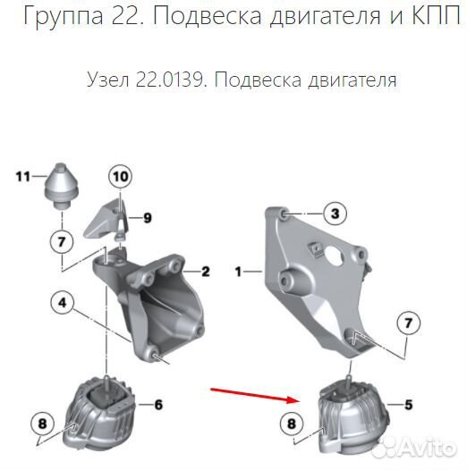 Подушка крепления двигателя левая BMW N47