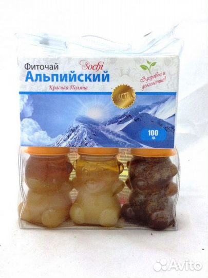 Набор медовый 3 медведя и чай в сумочке 580гр