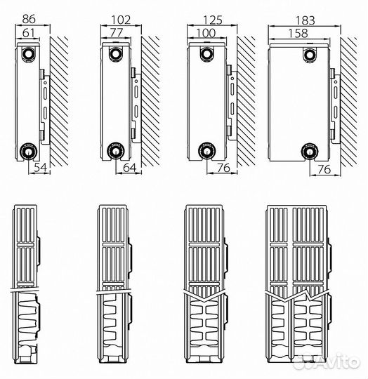 Стальной панельный радиатор отопления с боковым по