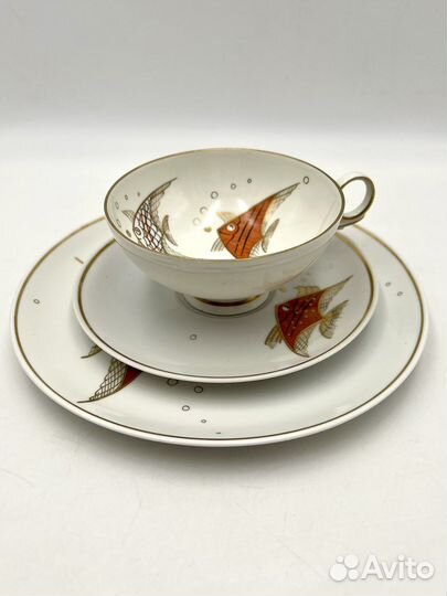 Трио Рыбки Чайная Пара и Десертная тарелка Европа