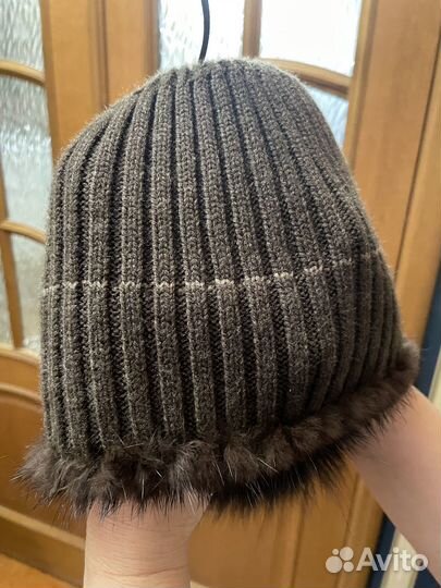 Шапка норковая женская вязаная