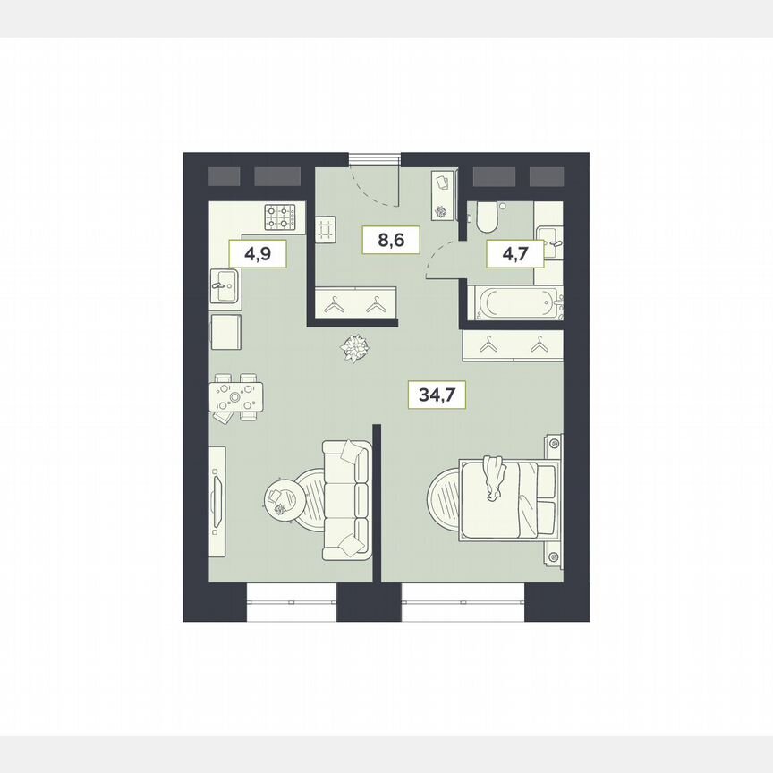 1-к. квартира, 52,9 м², 25/27 эт.