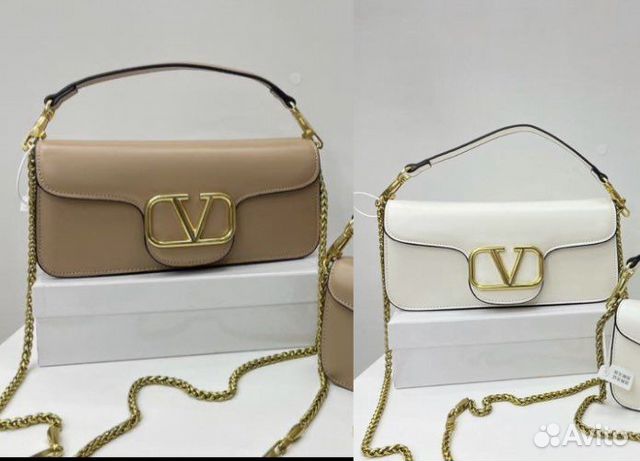 Сумка Valentino lux бежевый и белый