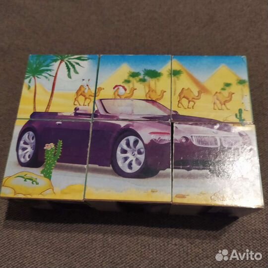 Кубики пластиковые машинки